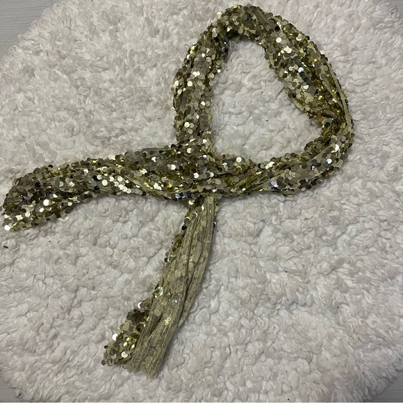 Gold Sequin Embellished Scarf Shawl Wrap - Picture 9 of 10